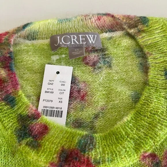 NWT J.Crew Brushed wool blend crewneck sweater / lemon rose garden - Picture 9 of 10